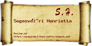 Segesvári Henrietta névjegykártya